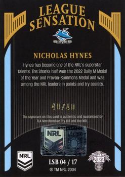 2023 NRL Traders Elite - League Sensations Signature Black #LSB04 Nicho Hynes Back